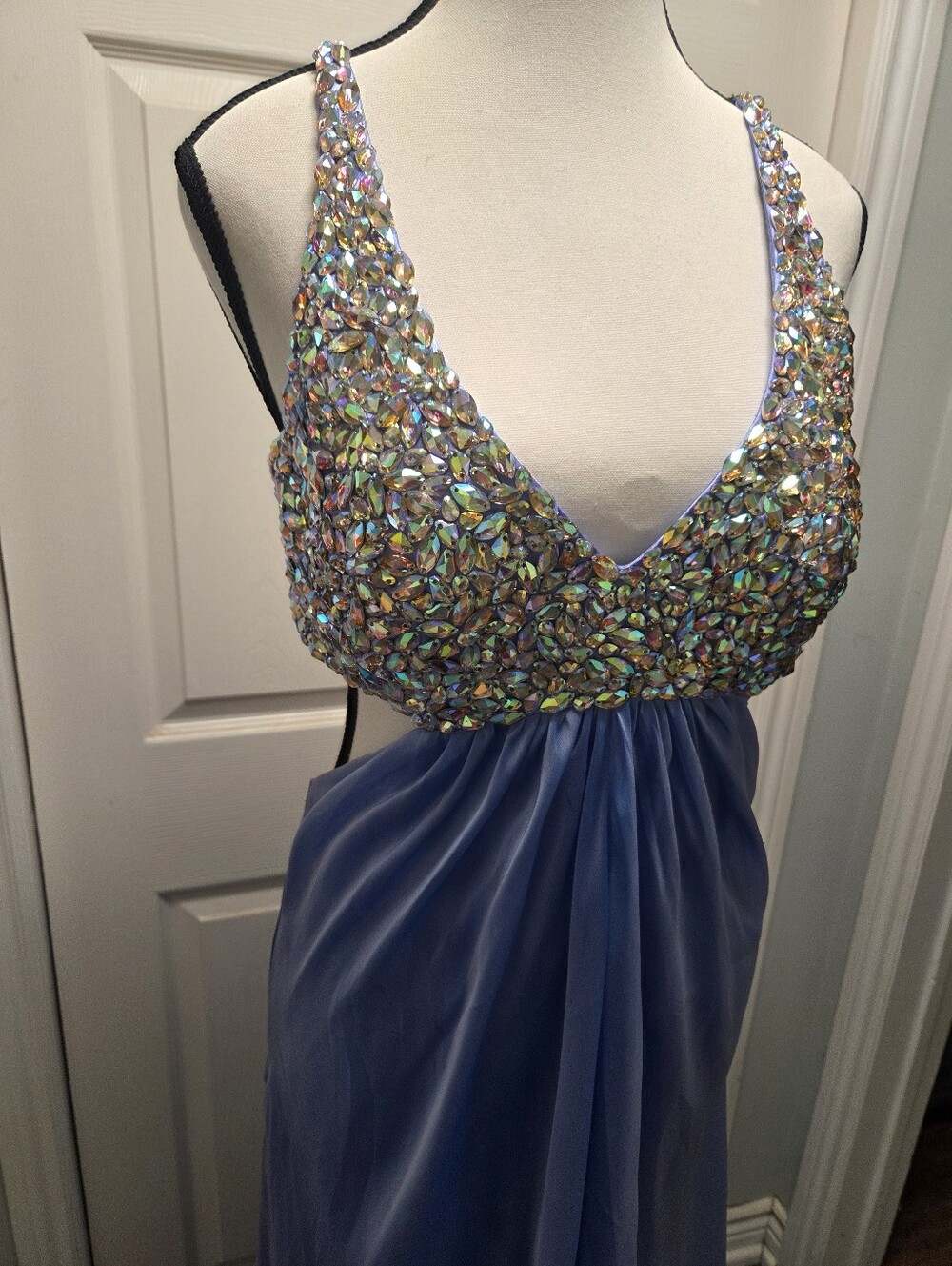 Stunning Sexy Low Back Bedazzled Evening Dress